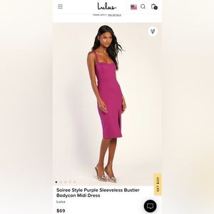 Soiree Style Purple Sleeveless Bustier Bodycon Midi Dress